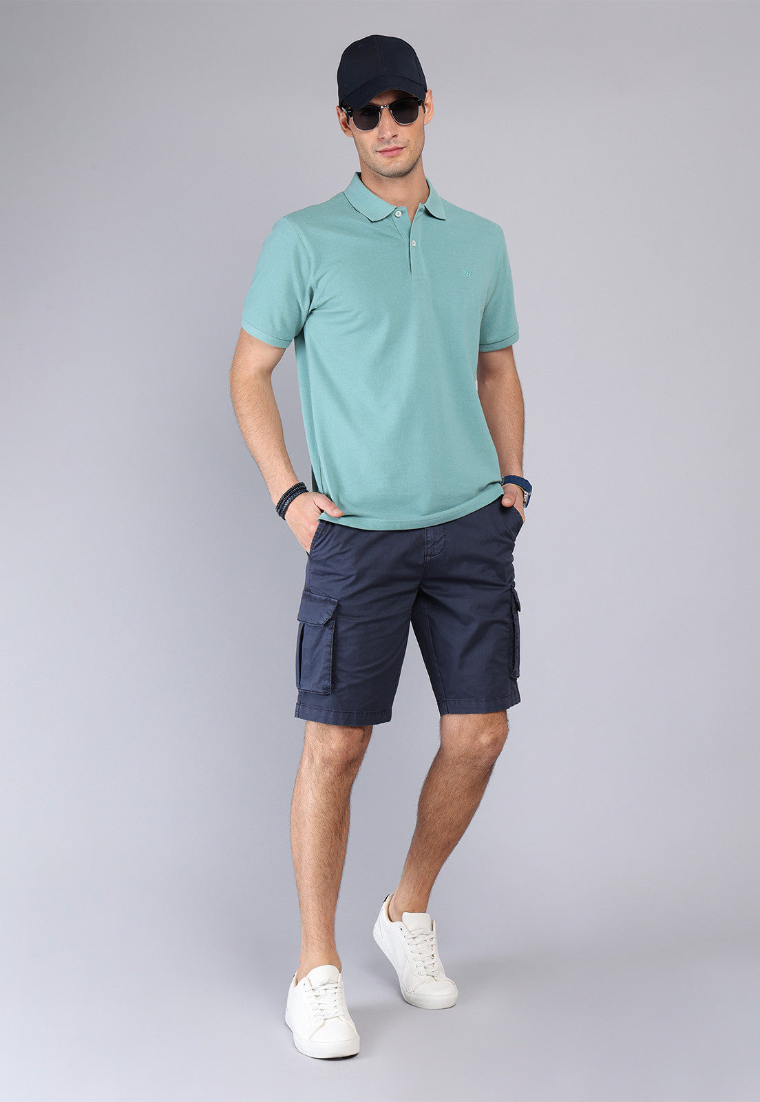 Polera Hombre Pique Manga Corta Aqua