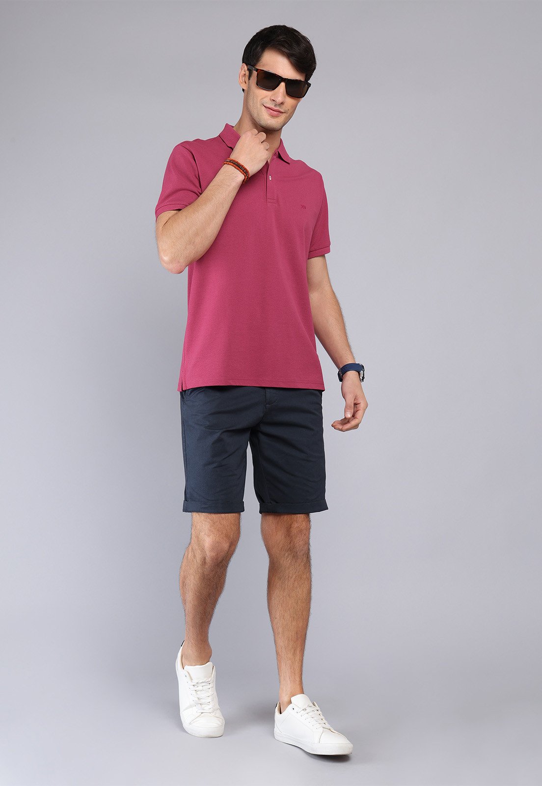 Polera Hombre Pique Manga Corta Guinda