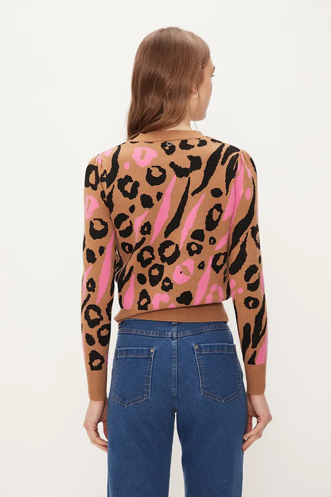 Sweater Jacquard Manga Aglobada Estampada
