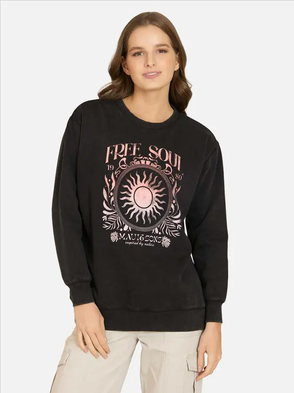 Poleron Mujer Wave Bloom Black
