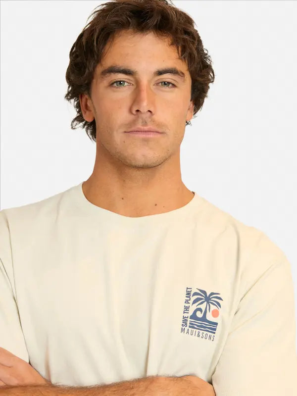 Polera Hombre Save The Planet Beige