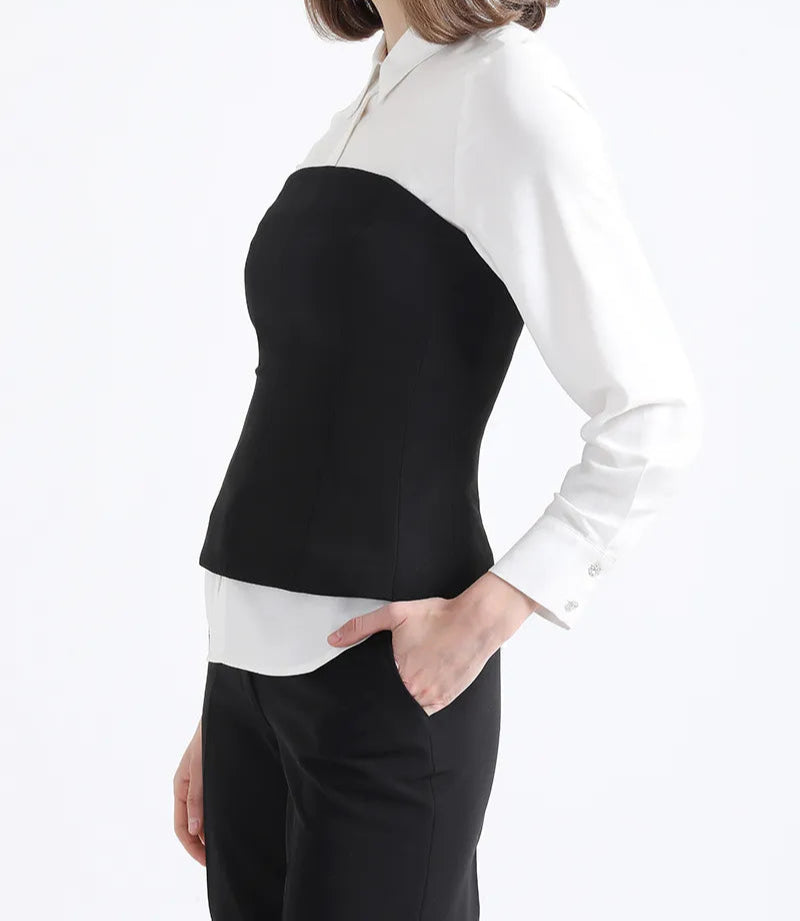 Polera Mujer Top Strapless Barbas Negro