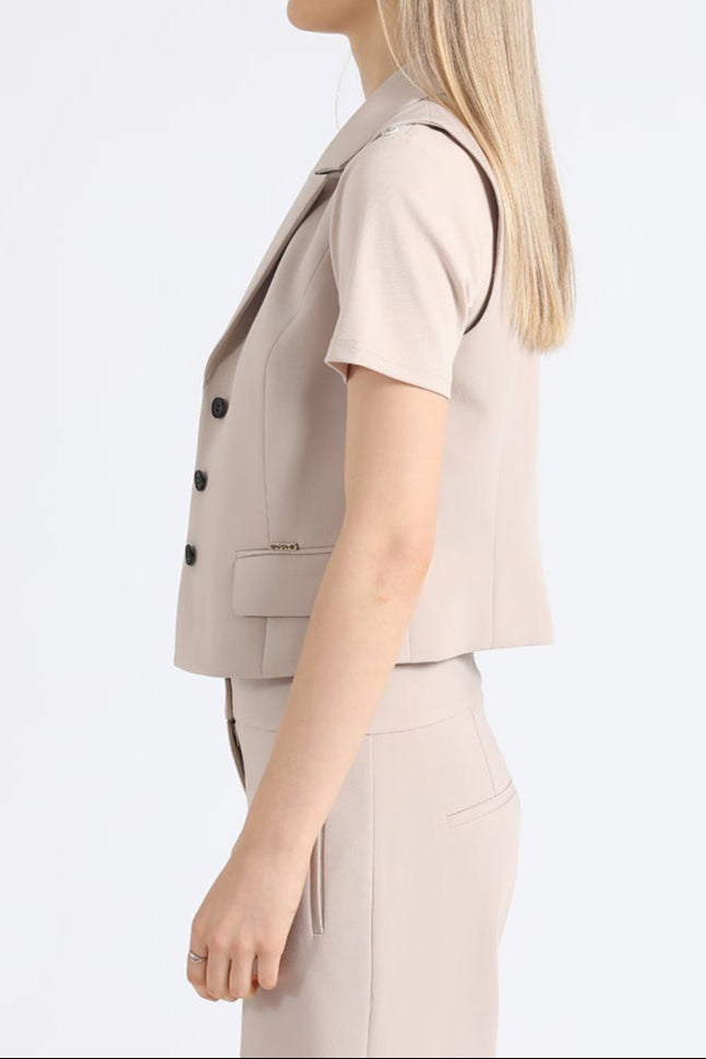 Chaleco Mujer Sastre Entallado Beige