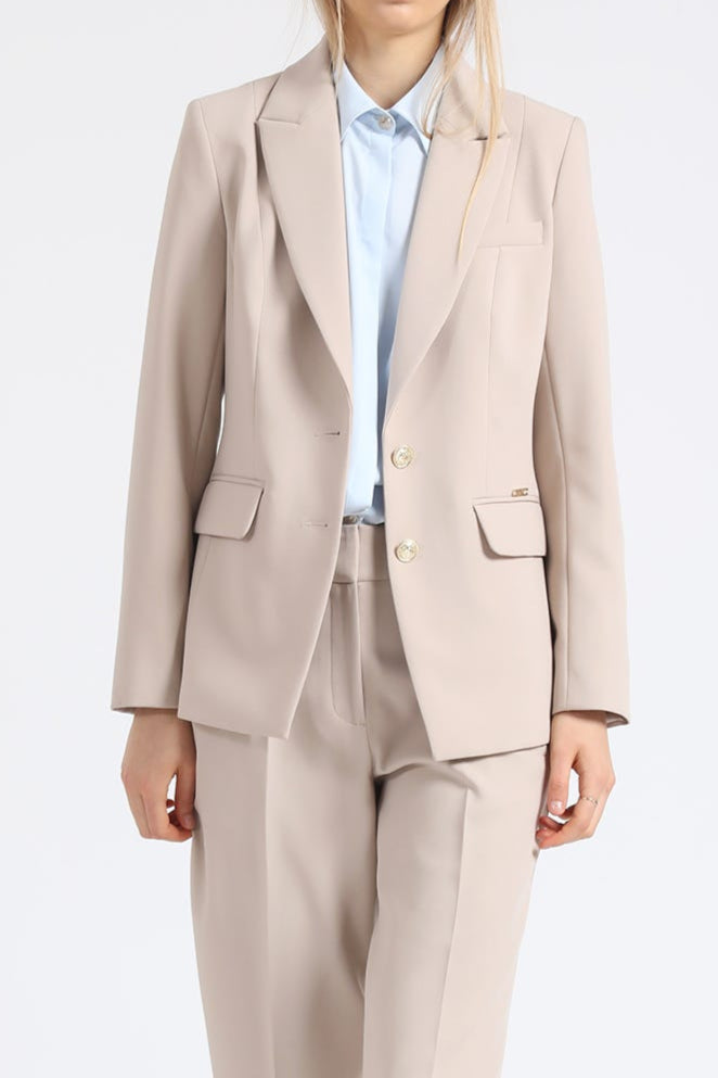 Blazer Mujer Básico Entallado Beige