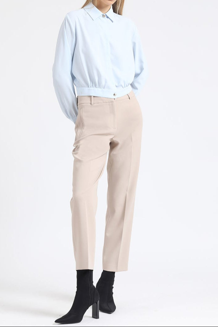 Pantalon Mujer Sastre Tiro Alto Beige