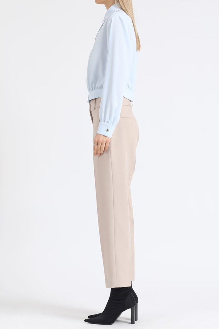 Pantalon Mujer Sastre Tiro Alto Beige