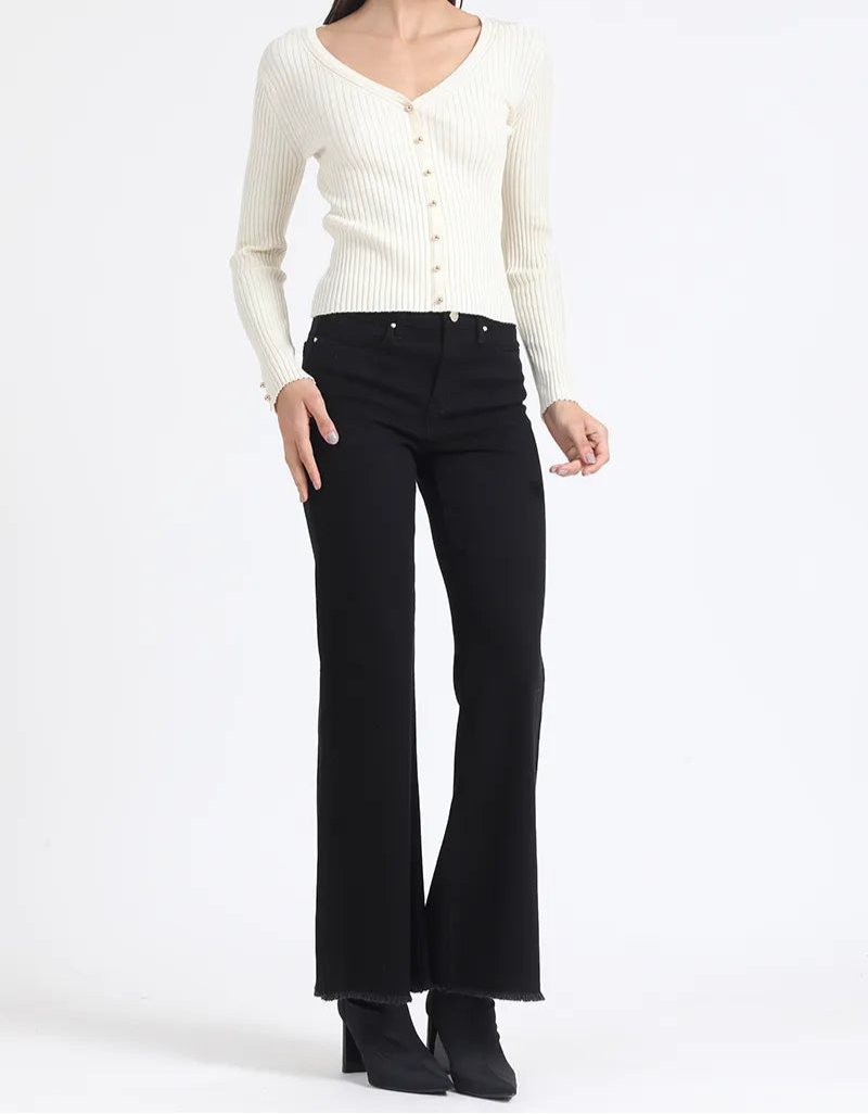 Cardigan Mujer Tejido Punto Boton Fantasia Crudo