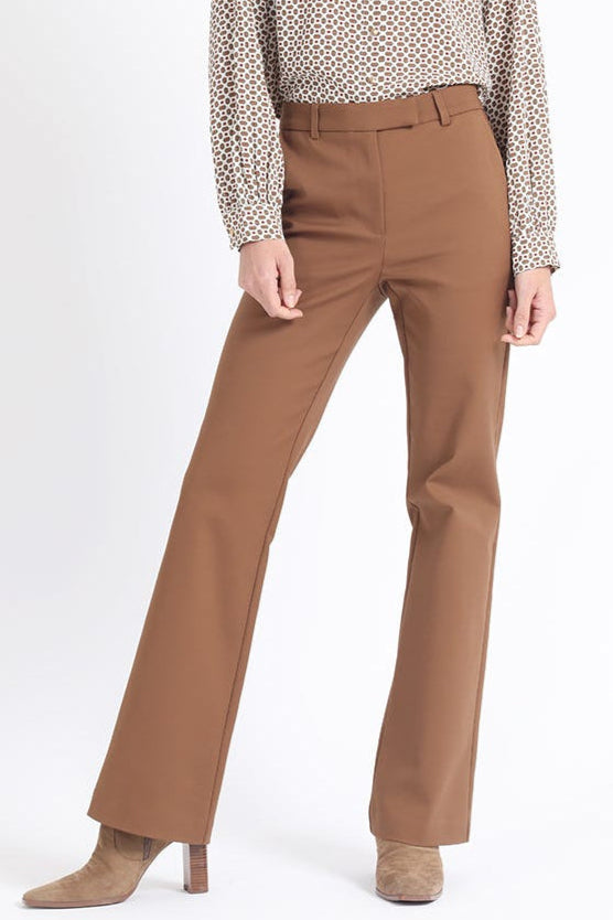 Pantalon Mujer Flare Tiro Medio Chocolate