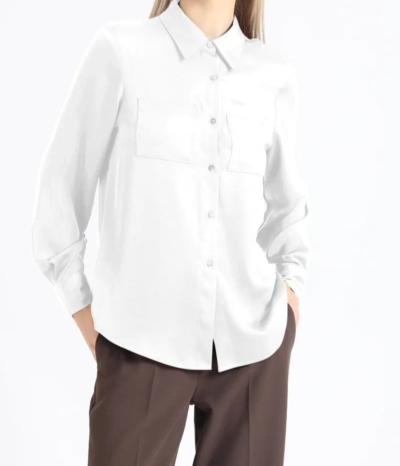 Blusa Mujer Basica Satin Crudo