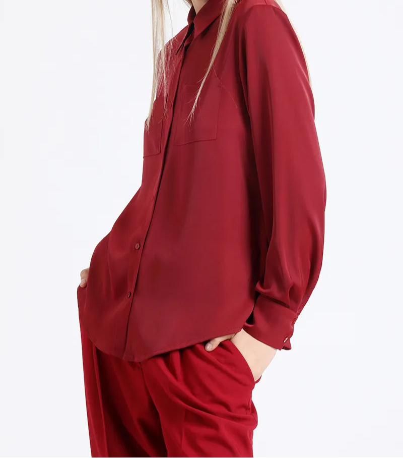 Blusa Mujer Basica Satin Vino