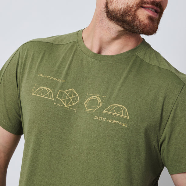 Polera Hombre Deportiva Manga Corta Tent Oliva