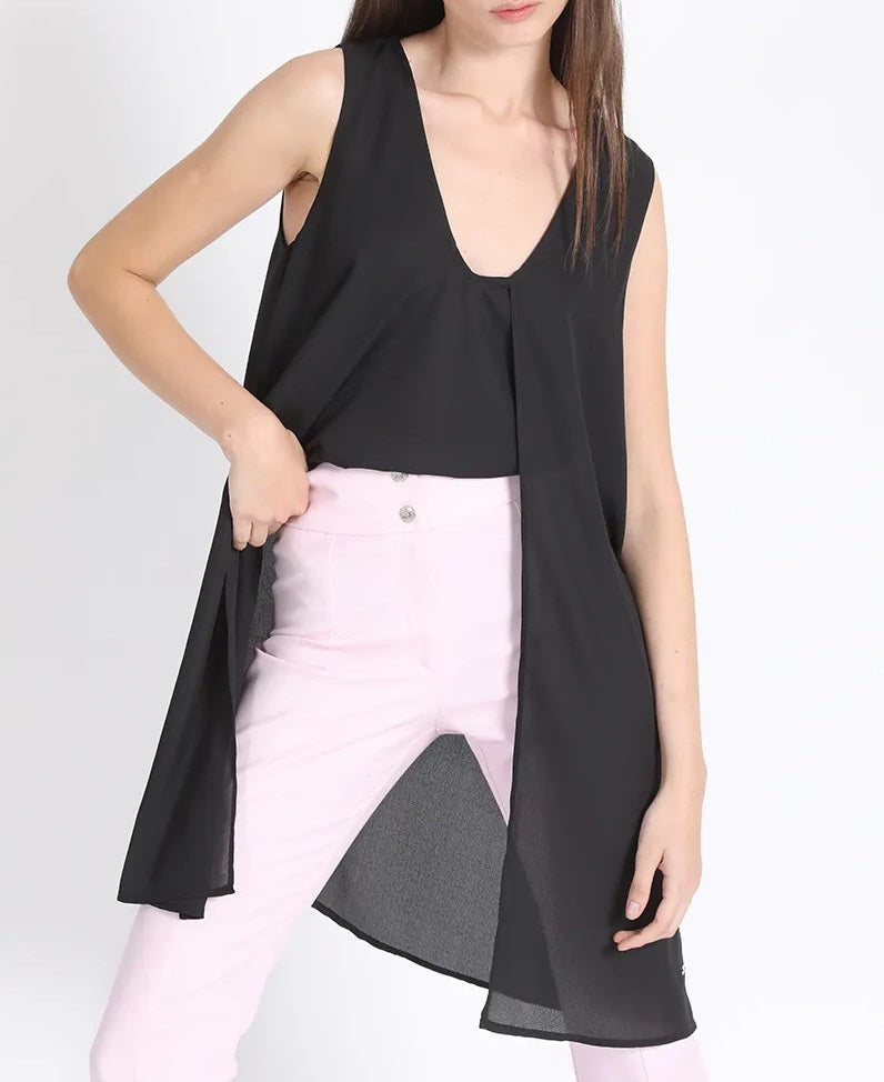 Blusa Mujer Doble Capa Negra