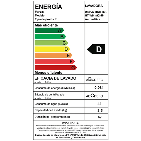 Lavadora UT WM-8K 15P