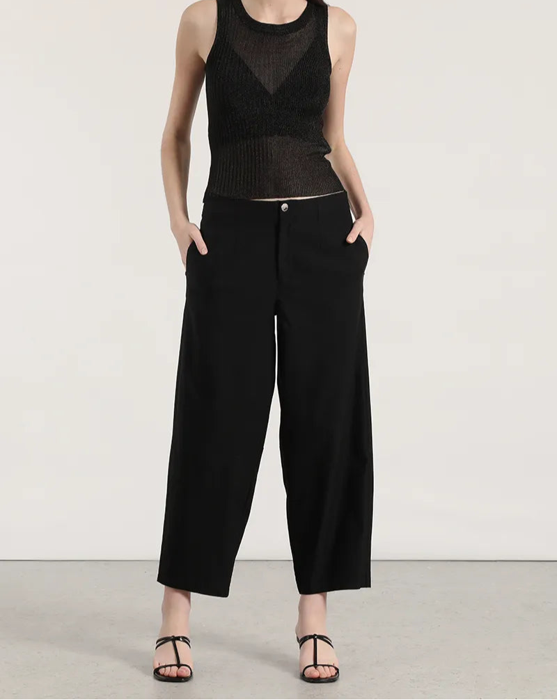 Pantalon Mujer Balloon Tiro Alto Negro
