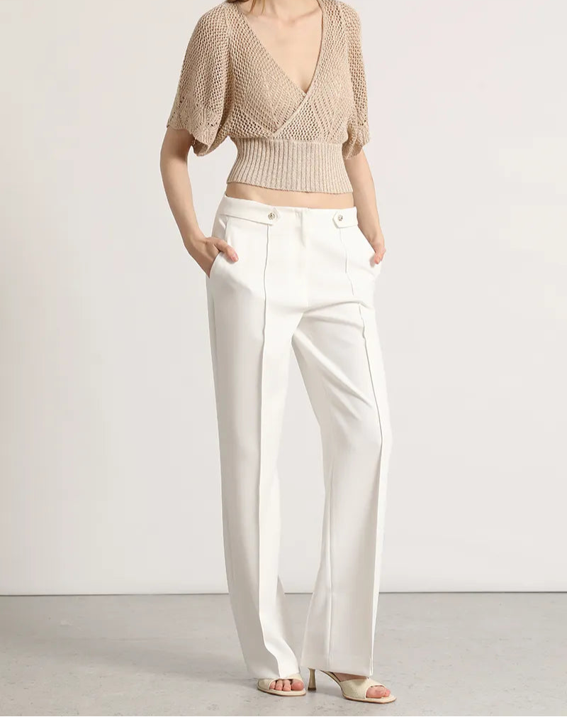 Tejido Mujer Punto Abierto Fantasia, Con Hilo Metalizado Beige