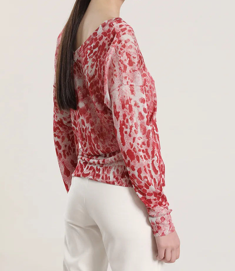 Sweater Mujer Tejido Punto Estampado Rosa