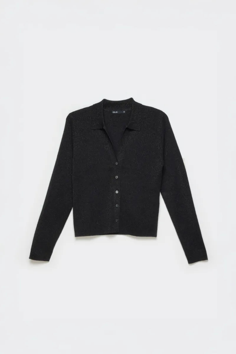 Cardigan Mujer Tejido Punto Metalizado Negro