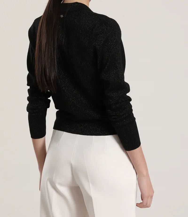 Cardigan Mujer Tejido Punto Metalizado Negro