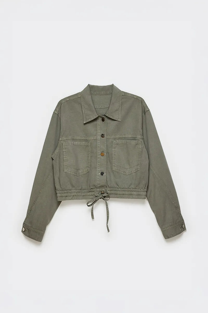 Chaqueta Mujer Cazadora Con Proceso Lyocell Lino Militar