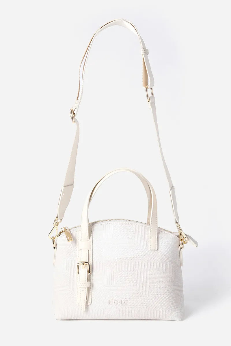 Cartera Mujer Mediana Textura Engomada Fantasía Beige