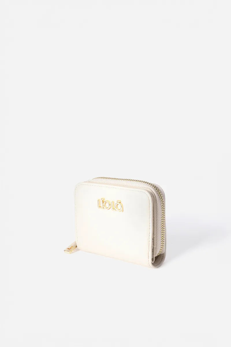 Billetera Mujer Pequeña Simil Cuero Beige