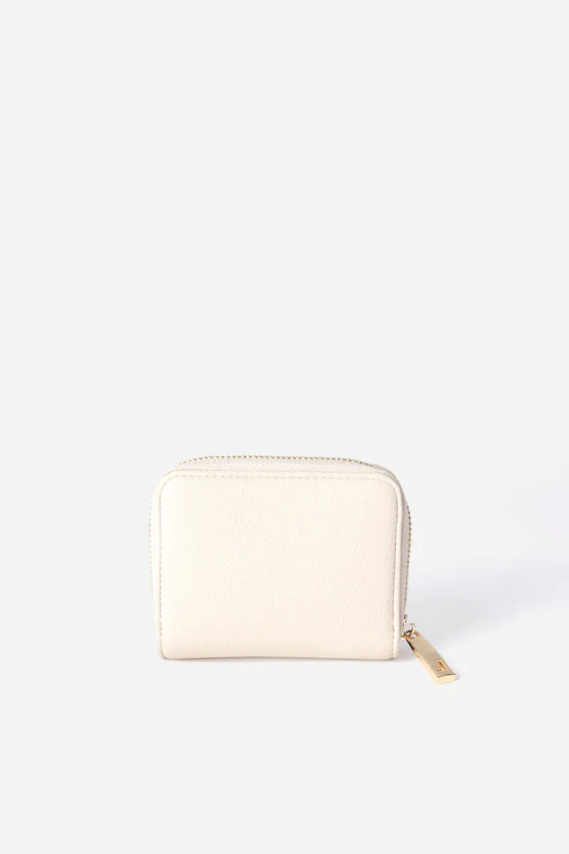 Billetera Mujer Pequeña Simil Cuero Beige