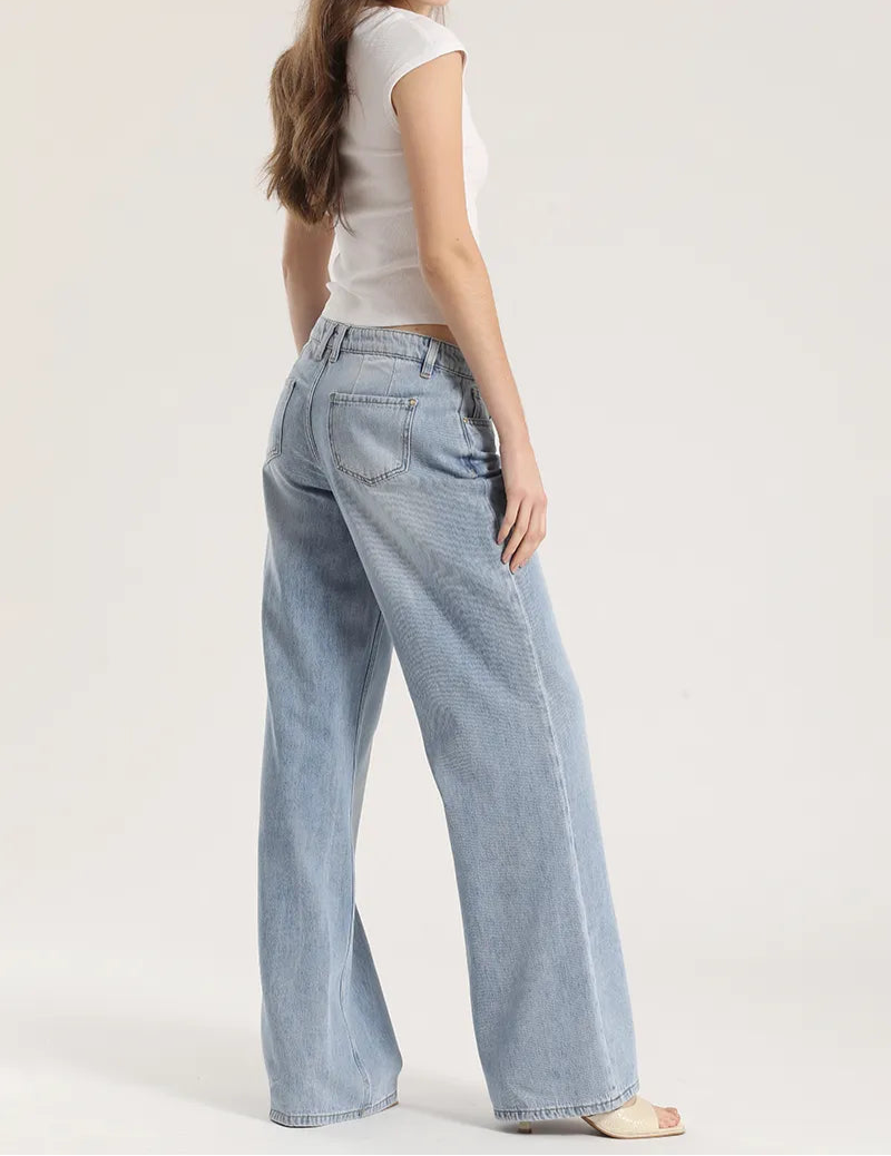 Jeans Palazzo Relax tiro Medio Denim Celeste
