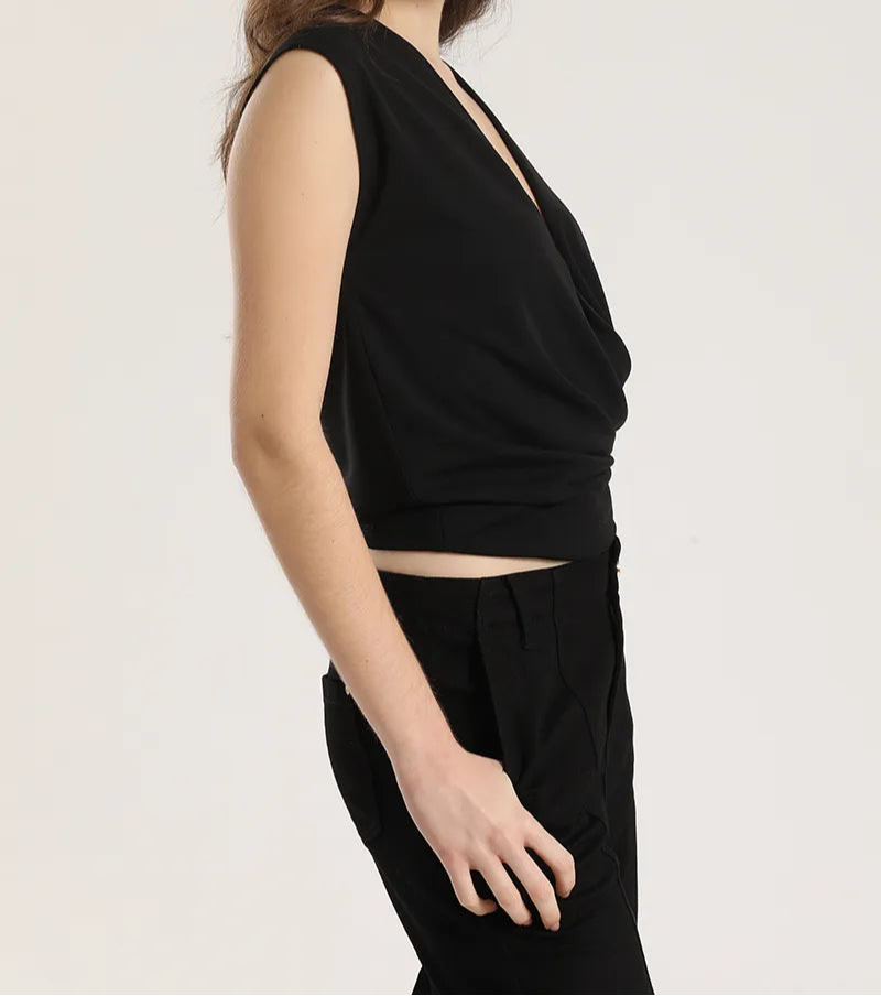Polera Mujer Top Cruzado Negro