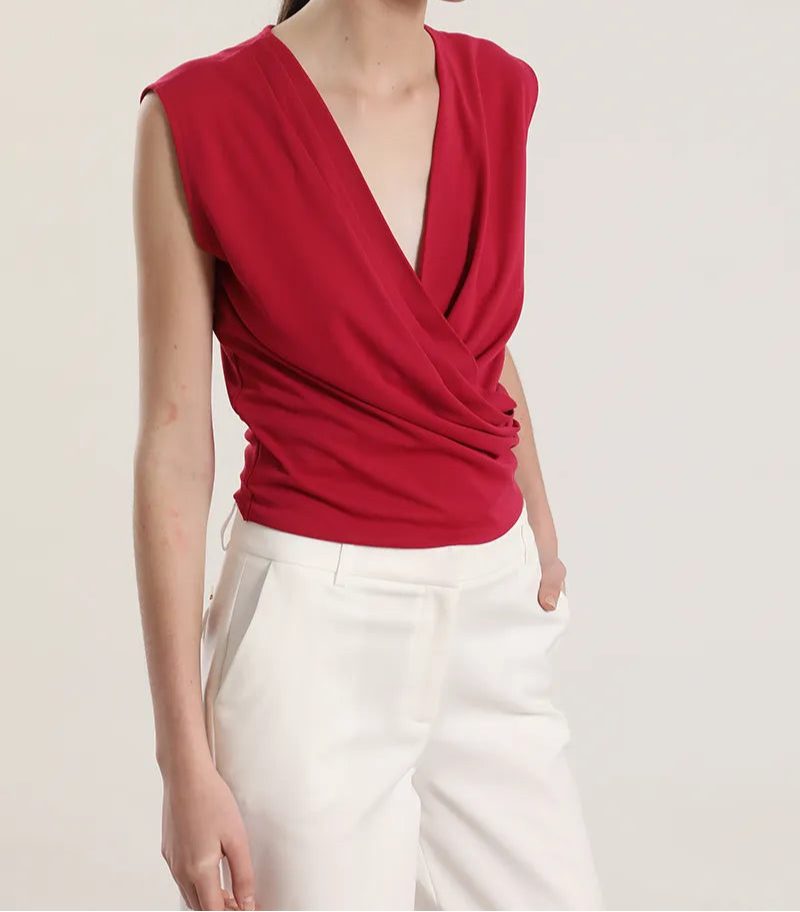 Polera Mujer Top Cruzado Fresa