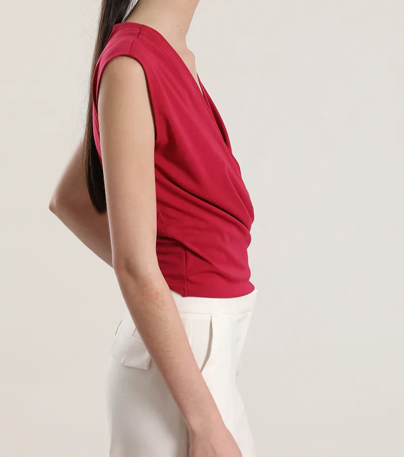 Polera Mujer Top Cruzado Fresa