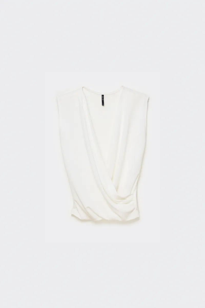 Polera Mujer Top Cruzado Crudo