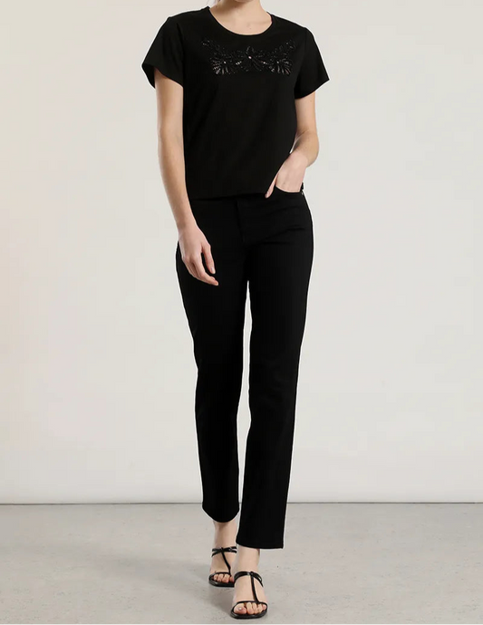 Jeans Mujer Color Skinny Push Up Tiro Medio Negro