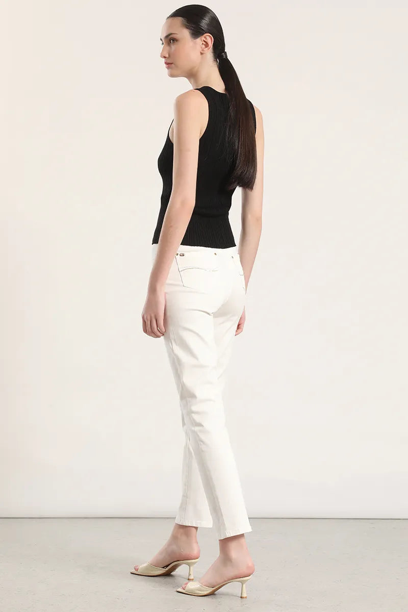 Jeans Mujer Color Skinny Push Up Tiro Medio Crudo