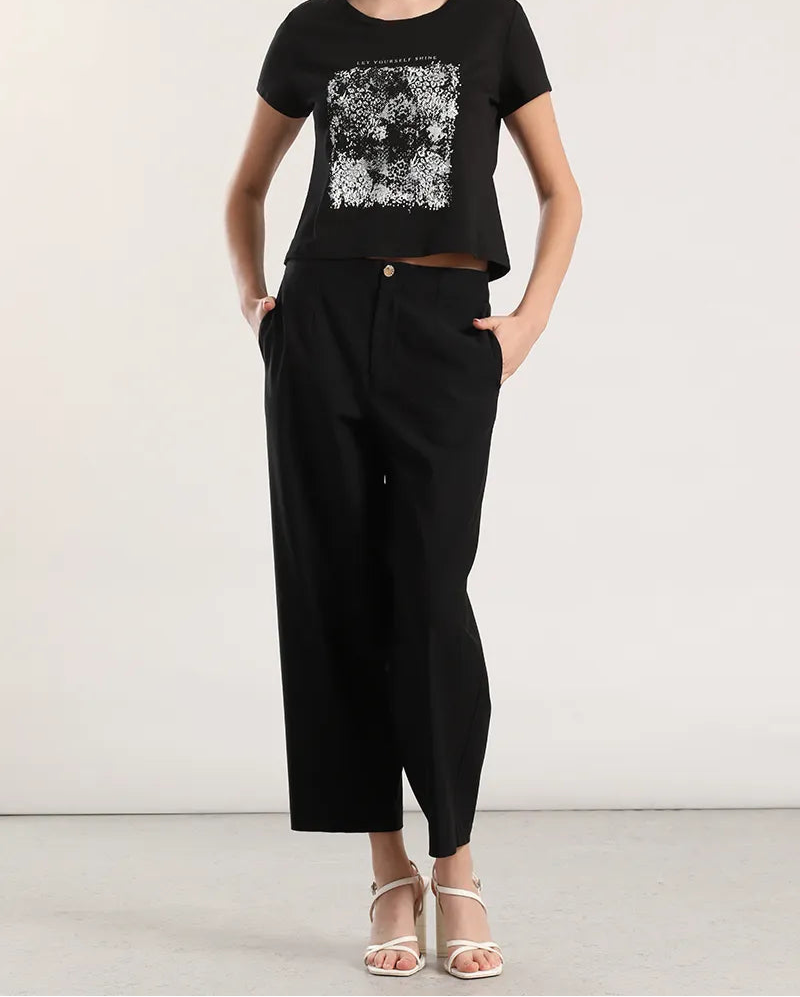Polera Mujer Algodon Spandex Estampado Animal Negro