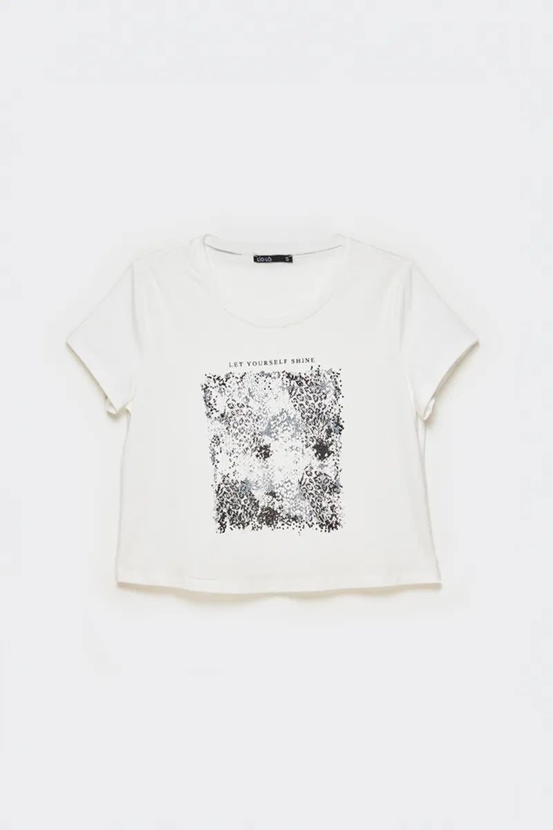 Polera Mujer Algodon Spandex Estampado Animal Crudo