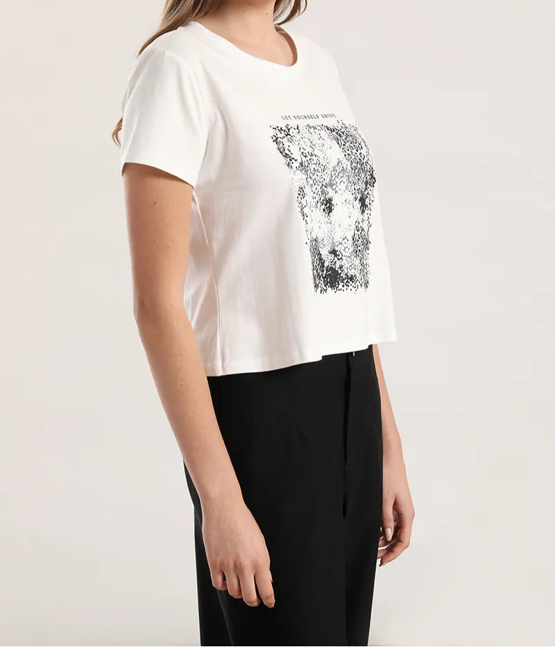 Polera Mujer Algodon Spandex Estampado Animal Crudo