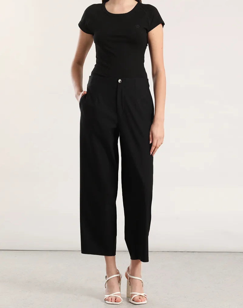 Polera Mujer Algodon Ribb Basica Black