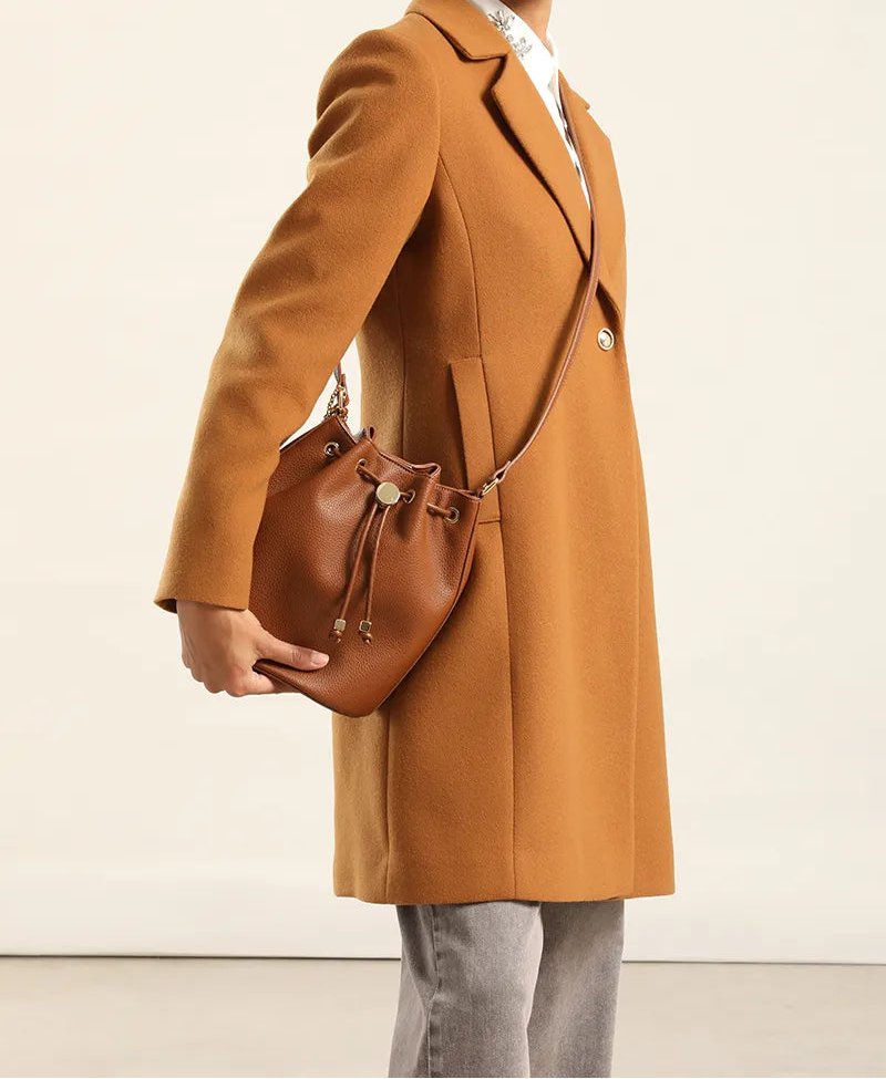 Bolso Mujer Charm Simil Cuero Camel