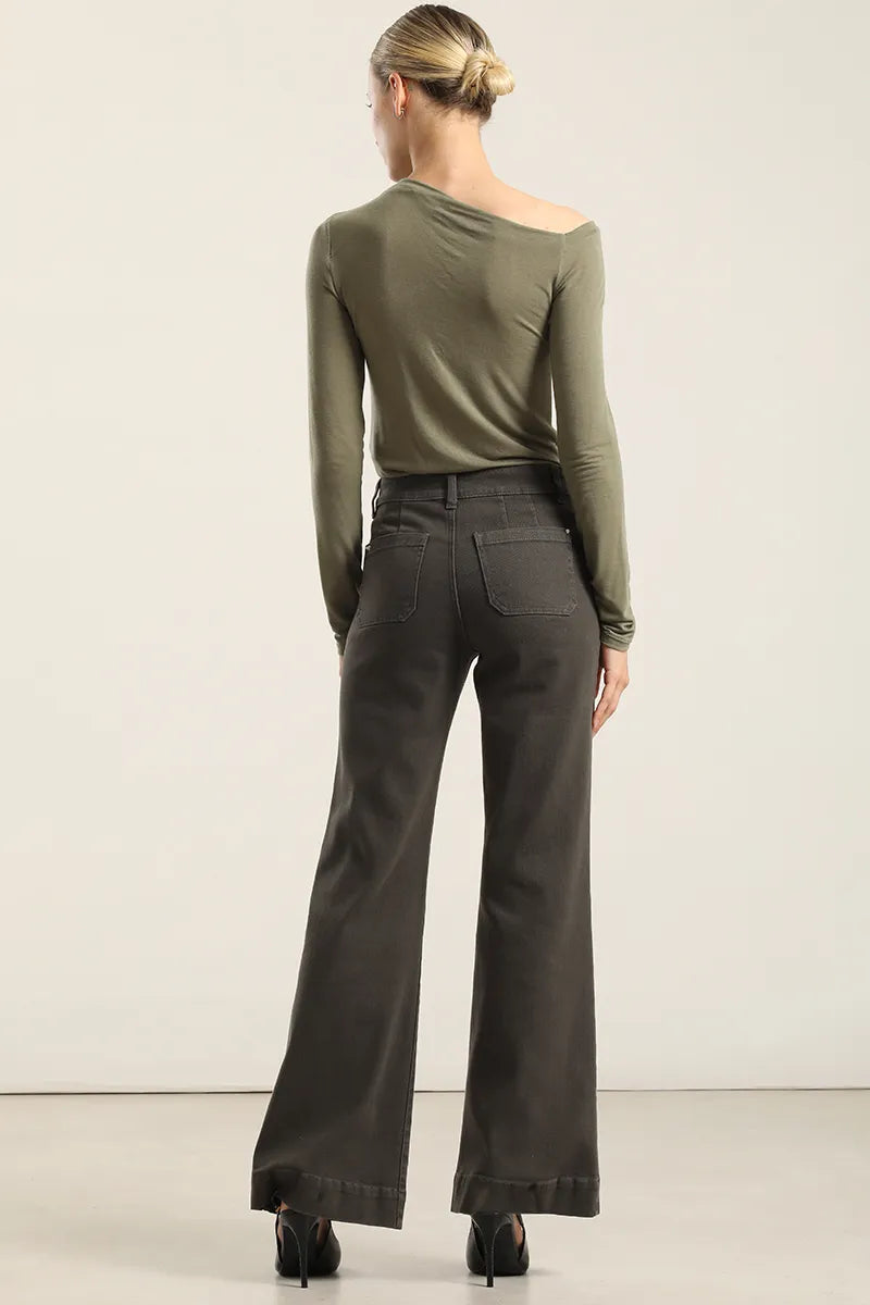 Jeans Mujer Color Palazzo Militar