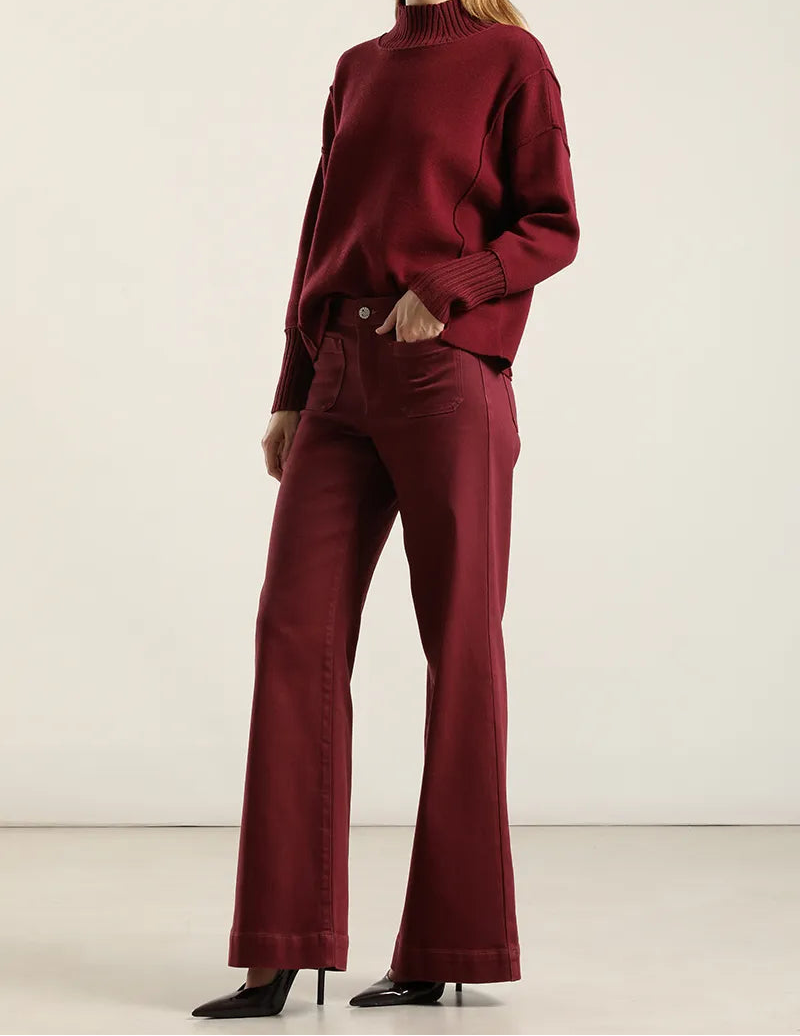 Jeans Mujer Color Palazzo Burdeo