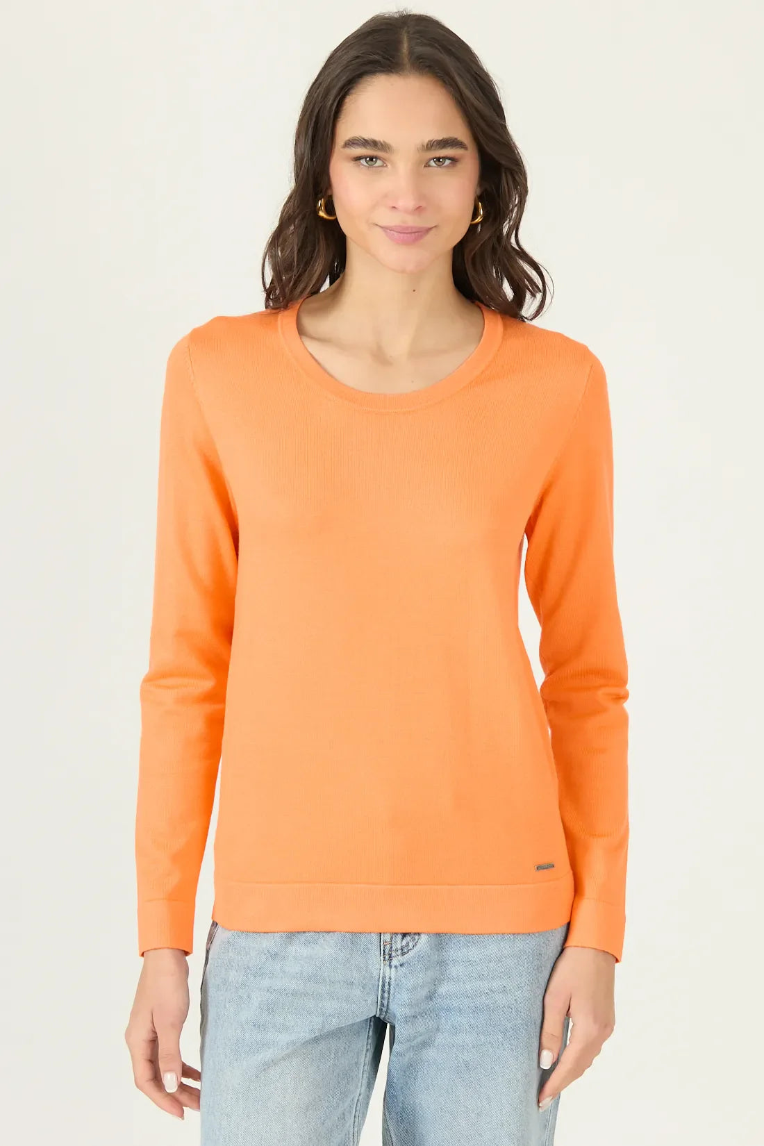 sweater-mujer-cuello-redondo-naranja
