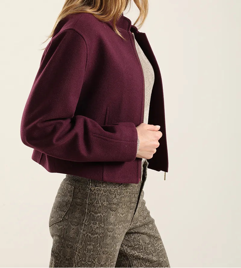 Chaqueta Hombre Bomber Muflon Melange Ciruela