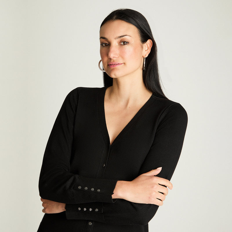 Cardigan Mujer Manga Larga Negro