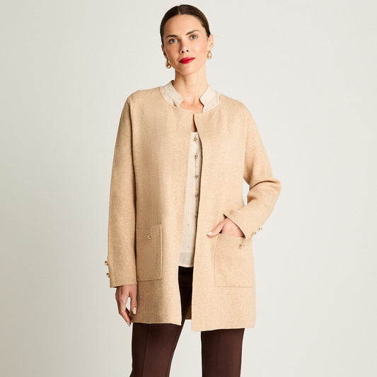 Tapado Mujer Tejido con Bolsillos Dorados