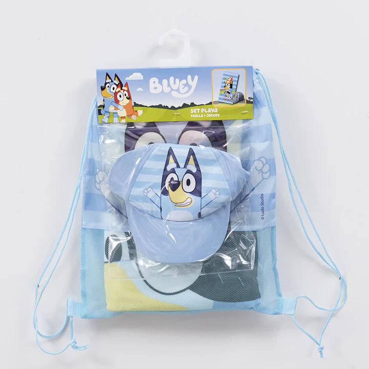 Set Toalla Unisex, Jockey y Bolso Bluey Familia