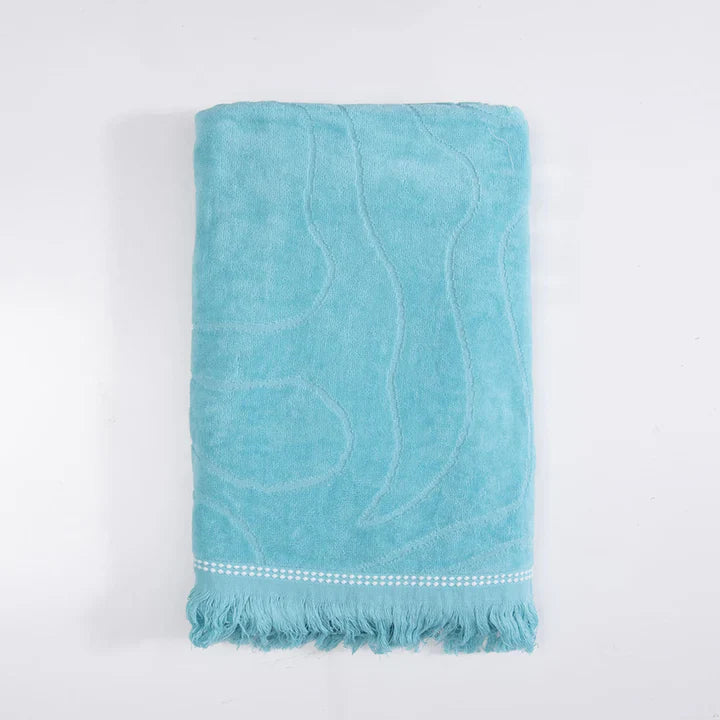 toalla-playa-jacquard-3d-algodón-80x160-cm-flores-turquesa