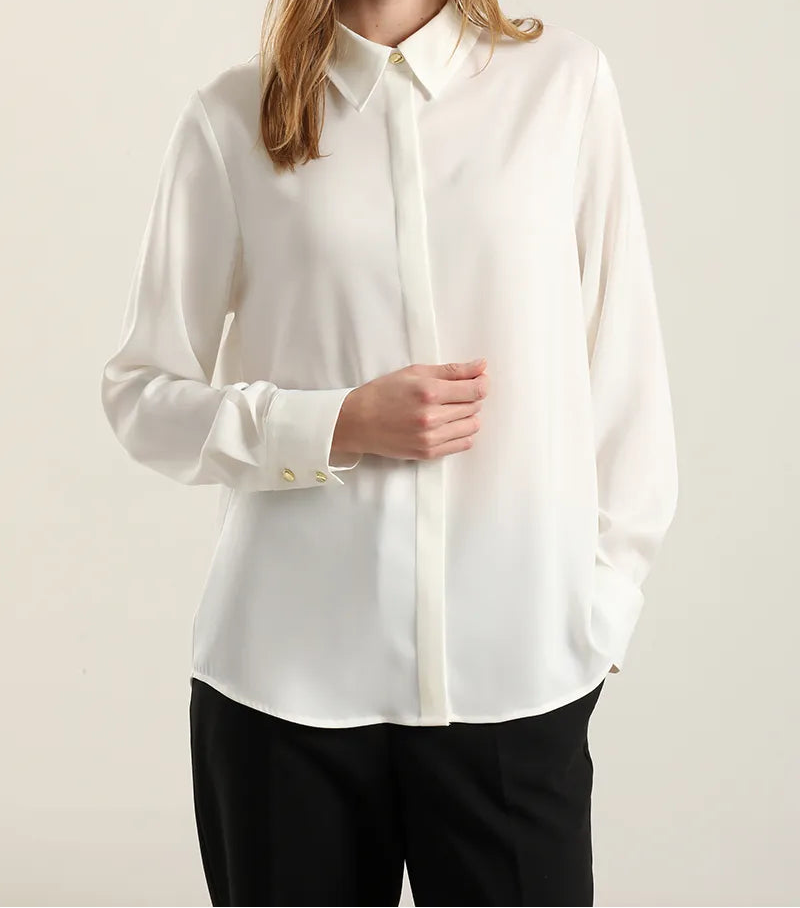 Blusa Mujer Basica Satin Opaco Crudo