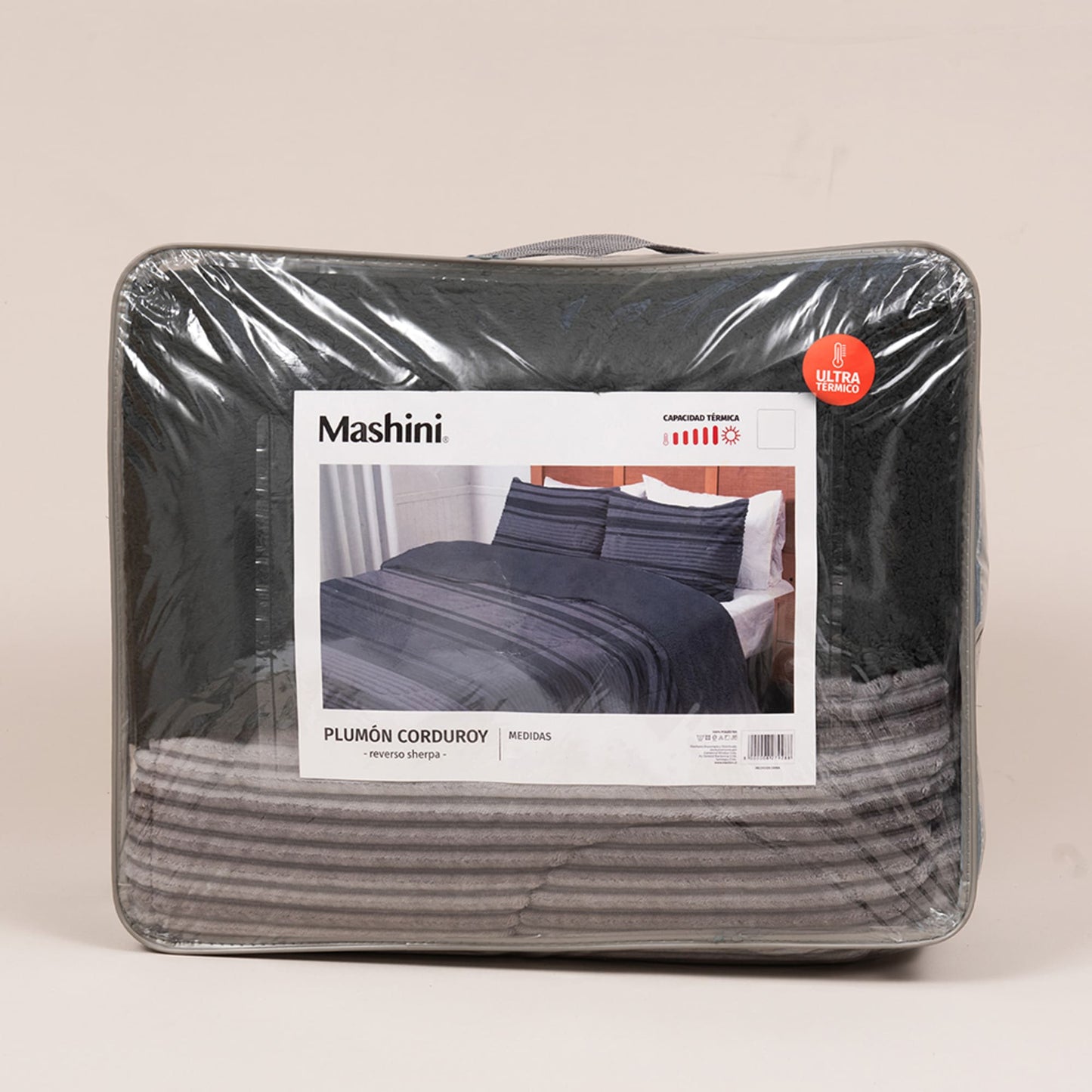 Plumón Corduroy Coral Sherpa Líneas Marengo
