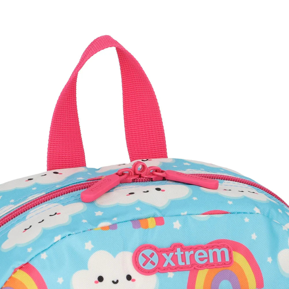Mochila Escolar Niña Kinder Arcoíris Celeste
