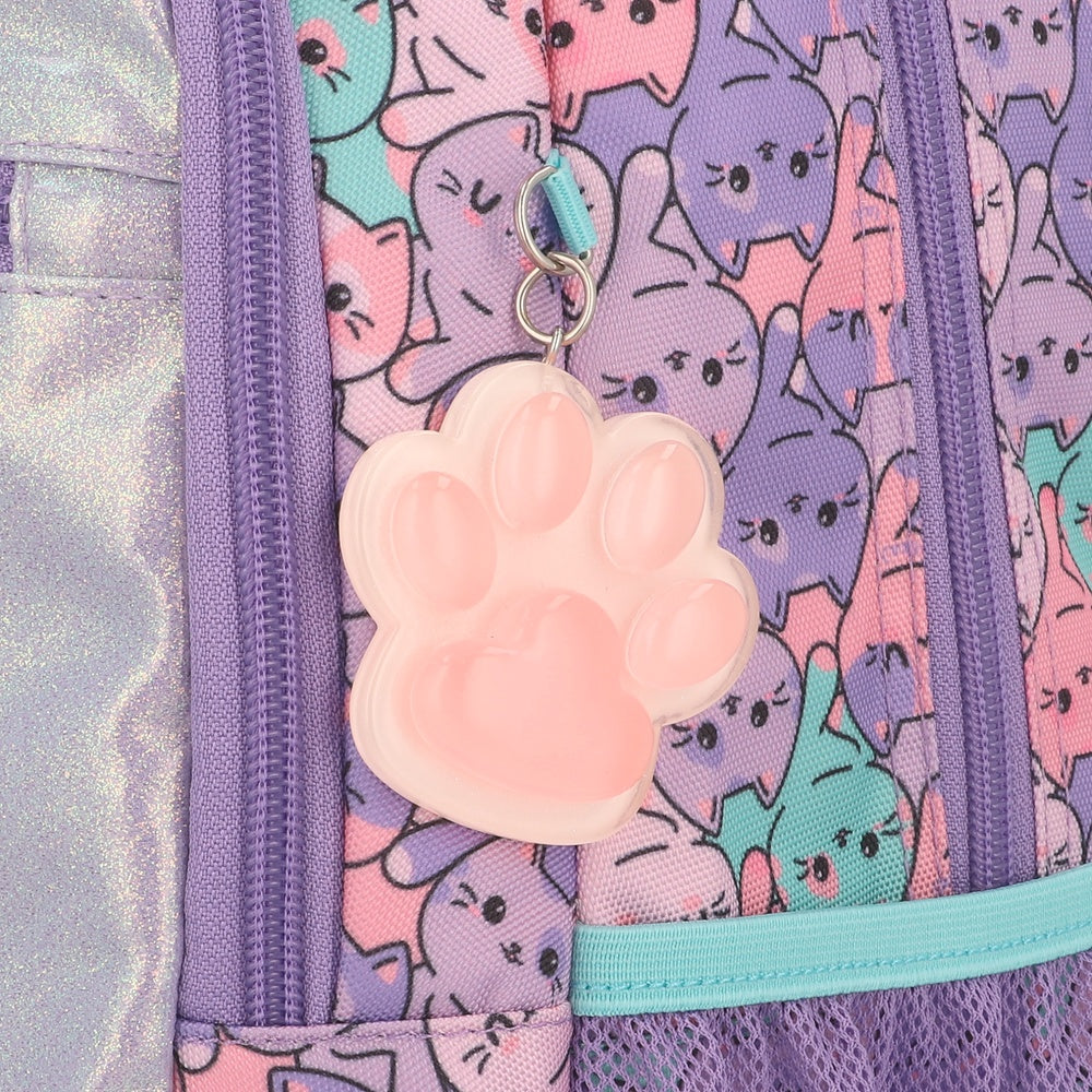 Mochila Escolar Niña Logan Gatos Lila